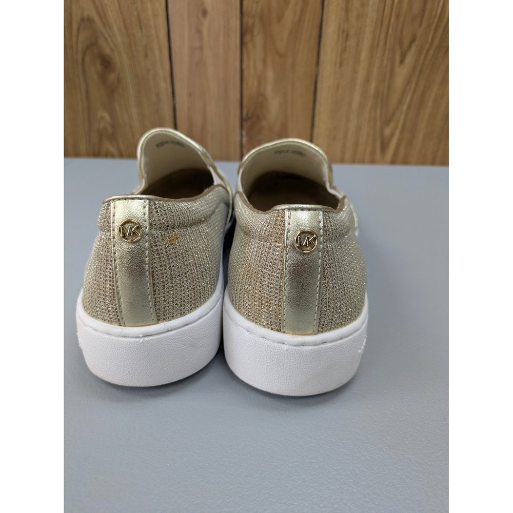 Michael Kors Keaton Gold Glitter Metallic Shoes Womens 10 Slip On Sneakers - Picture 2 of 10